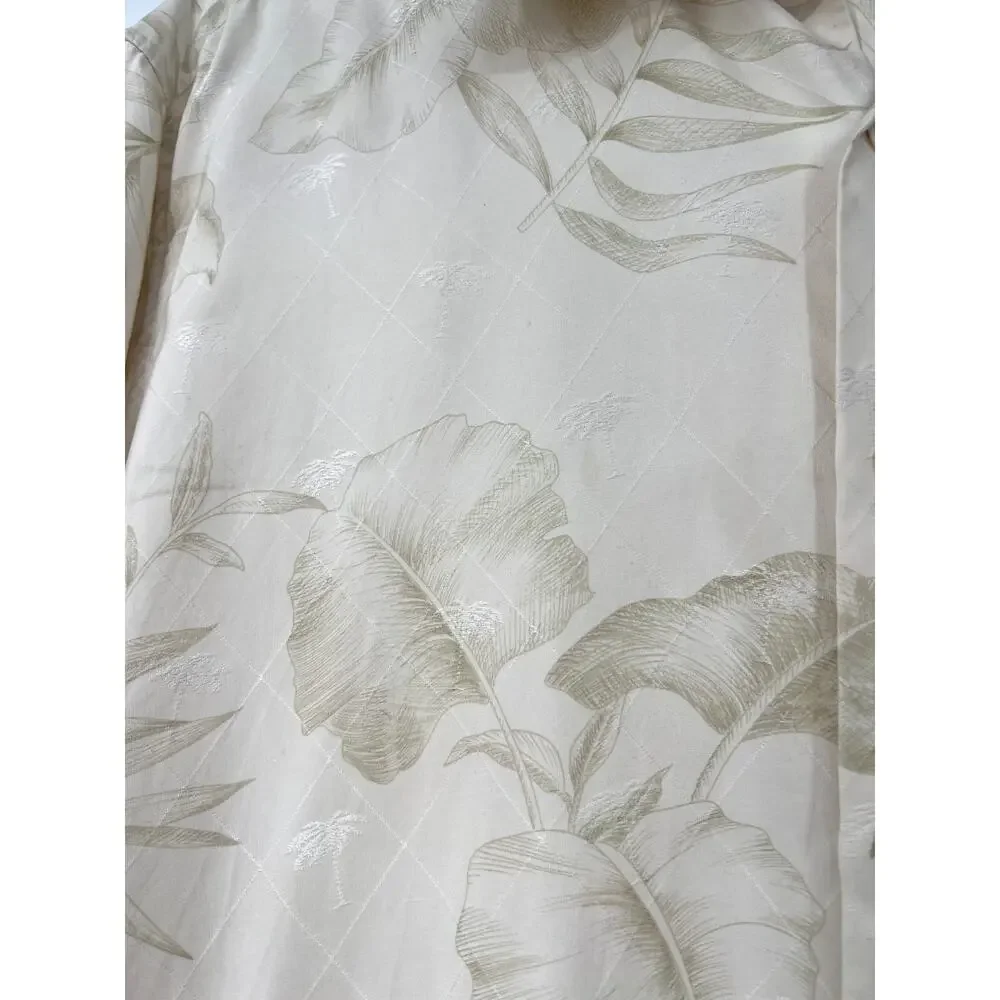 Tori Richard L Pure Silk Embossed Damask Button Up Mens Shirt Tropical Palm Tree - Picture 3 of 4